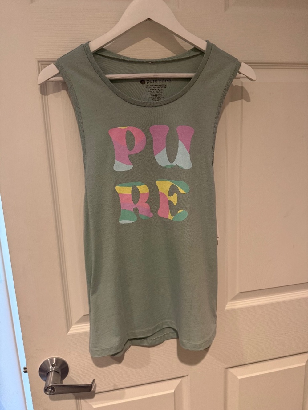Pure Barre rainbow dusty blue green tank